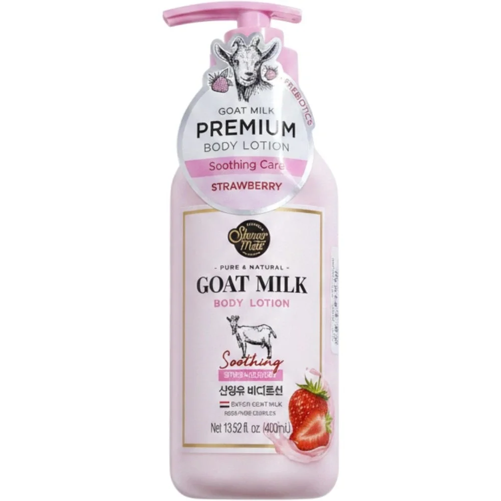 Aekyung Shower Mate Goat Milk Premium Body Lotion Strawberry Soothing Care 400ml
